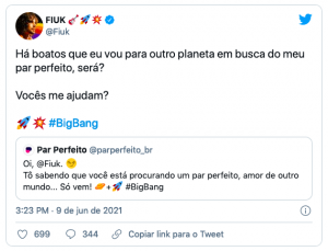 Fiuk responde ao Par Perfeito no Twitter